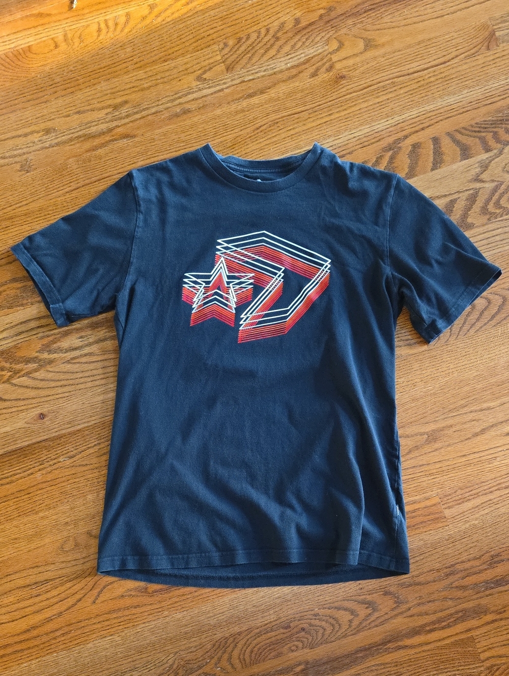 Converse Black Short-Sleeve Tee with Red & White Star Graphic